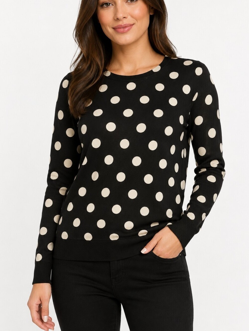 KATE SPADE Monochrome Retro Polka Dot Twee Blouse
